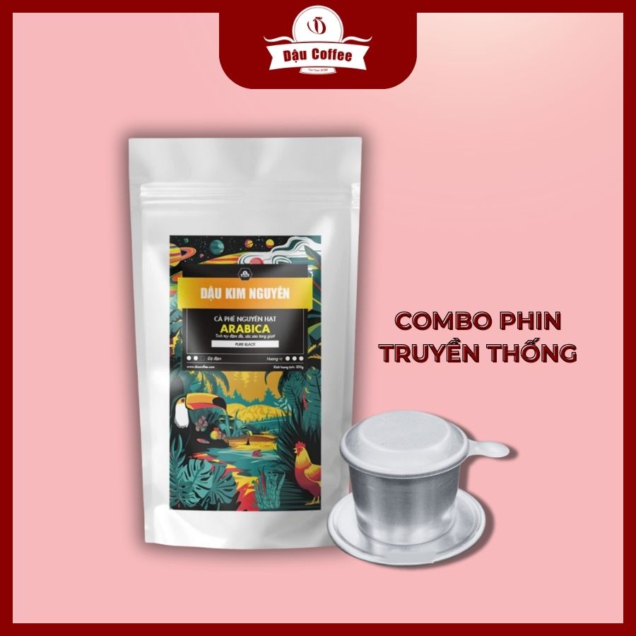 Combo Cà Phê Dậu Kim Nguyên (250/500g) + Phin Pha Cao Cấp