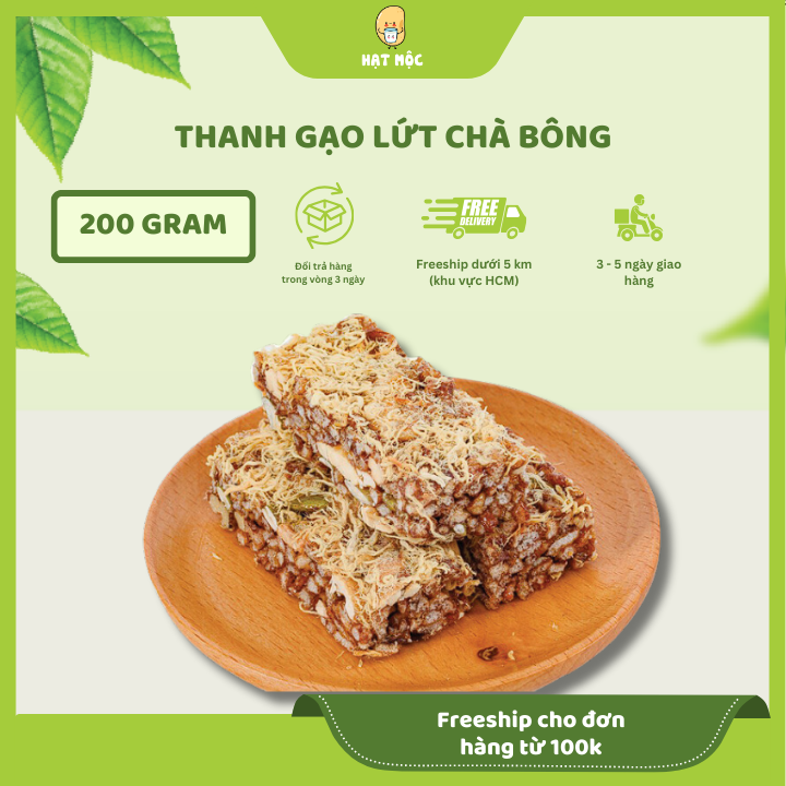 Thanh gạo lứt chà bông (200 gram) - Hạt Mộc