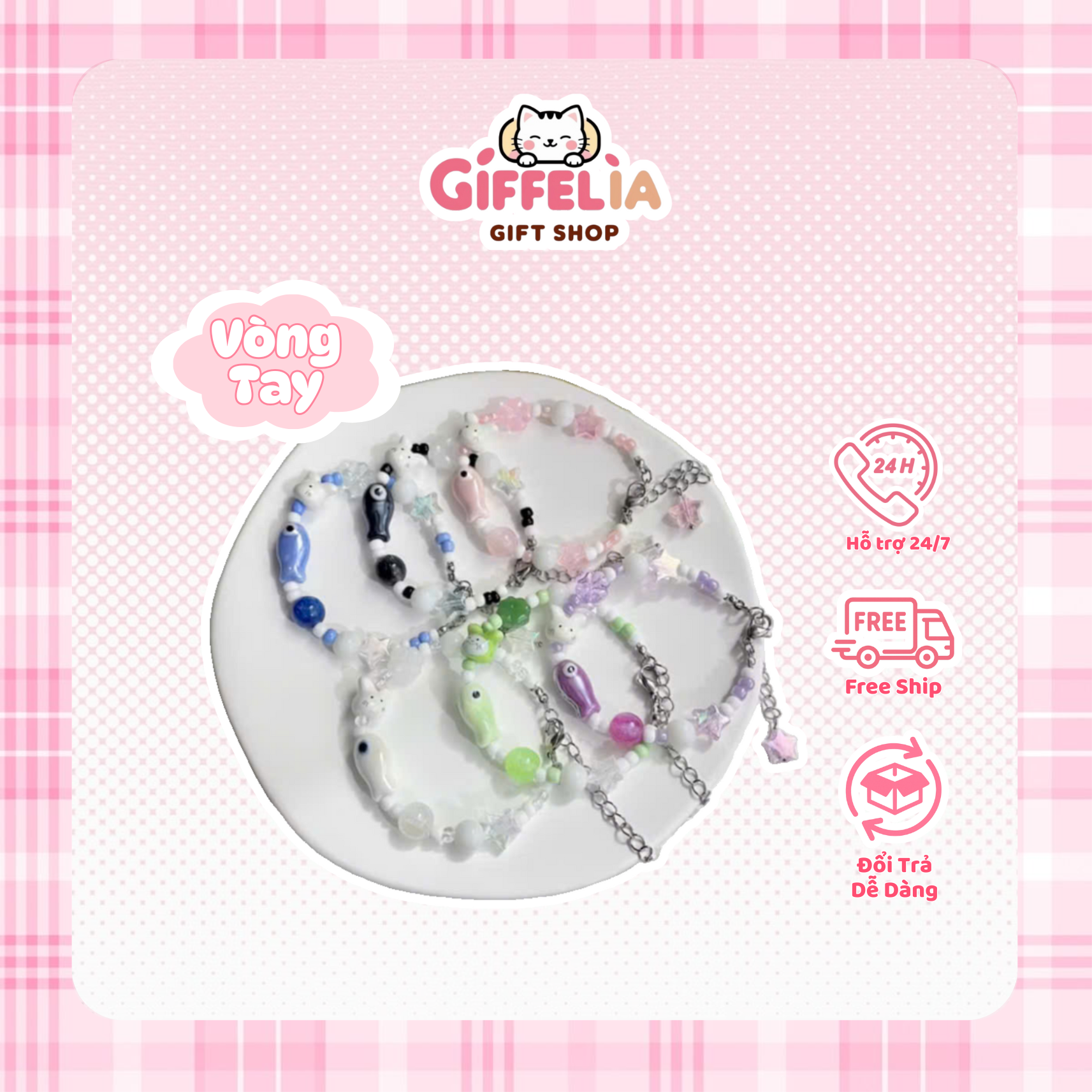 Vòng Tay Cá Thỏ Gốm Thép Không Gỉ – Giffelia