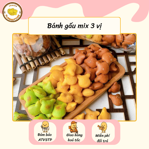 Bánh Gấu Mix 3 Vị Đồ Ăn Vặt Floraattire Hộp 400gr