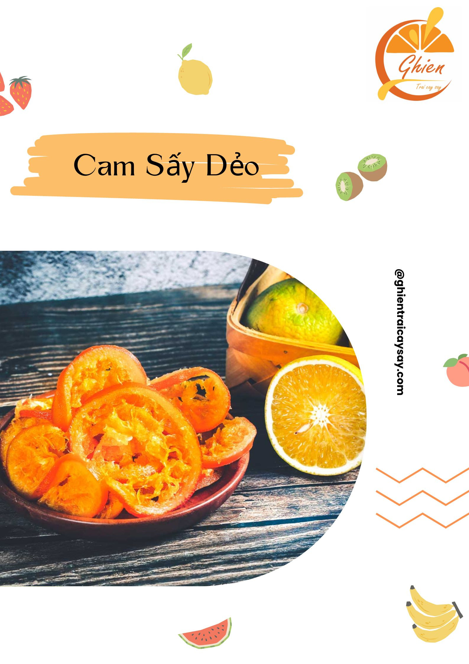 Cam sấy dẻo, 225g, bịch