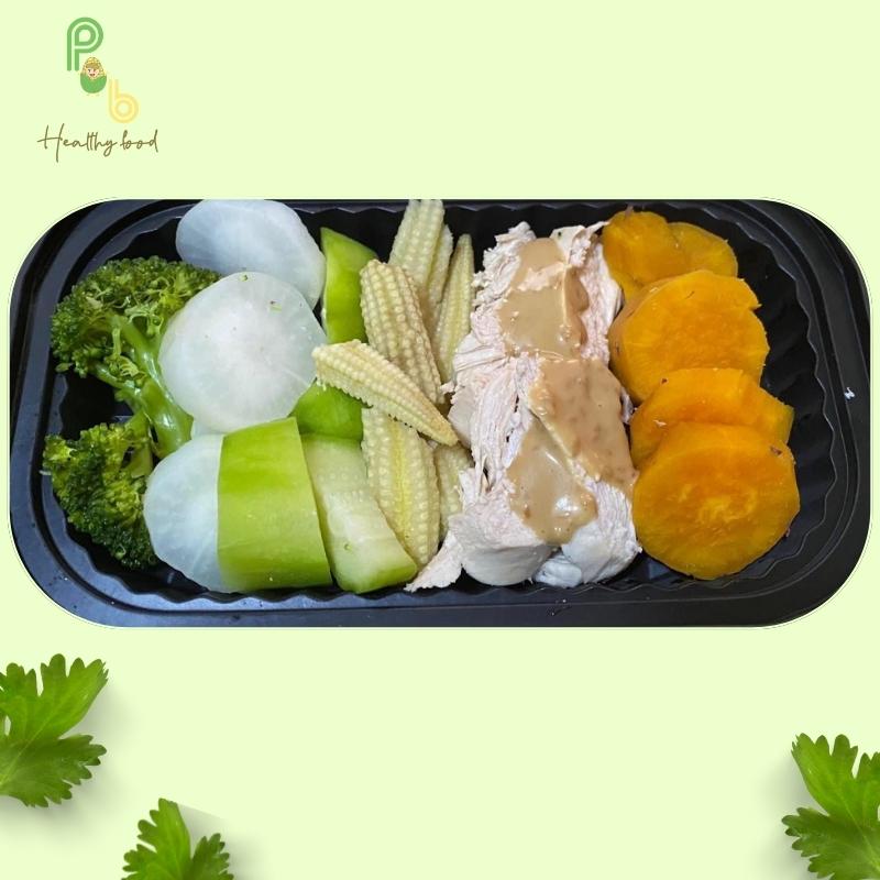 Cà rốt + ức gà + bắp non + củ cải trắng + bông cải