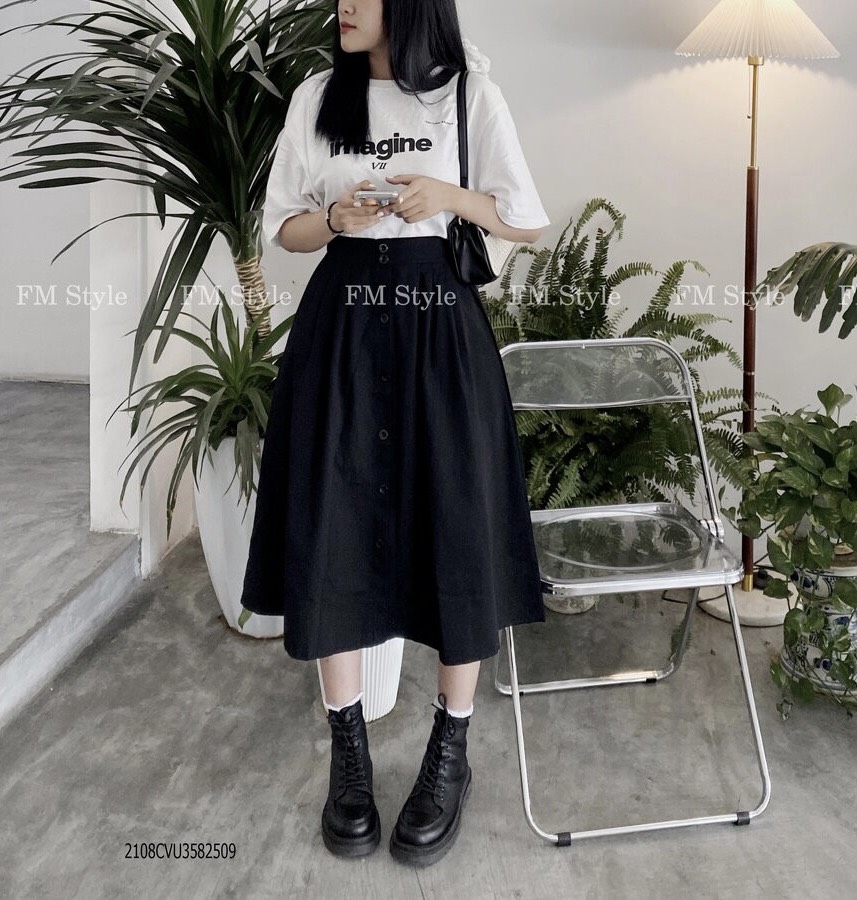 Chân váy lỡ form rộng cá tính