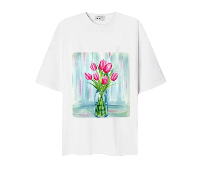 Áo thun T - shirt Tulips Flowers màu trắng