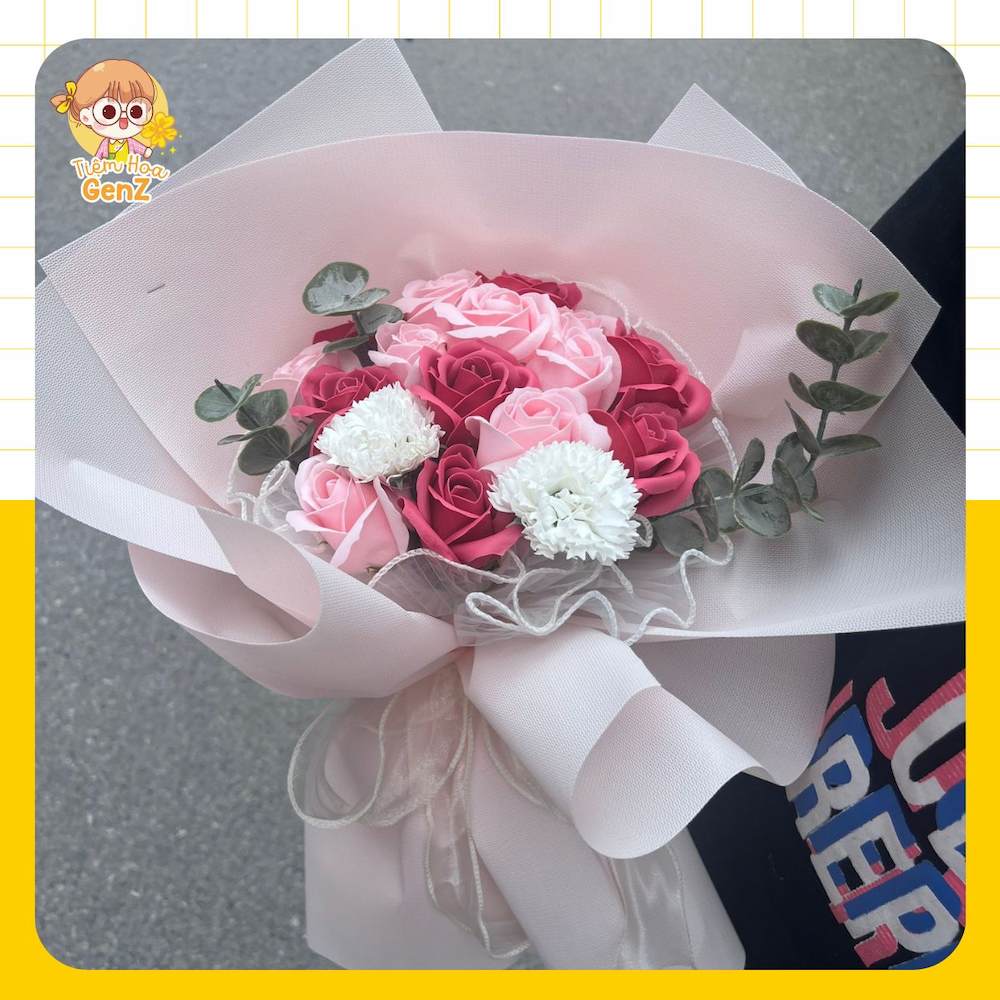 Bó Hoa Hồng Sáp Đẹp Mix Cẩm Chướng