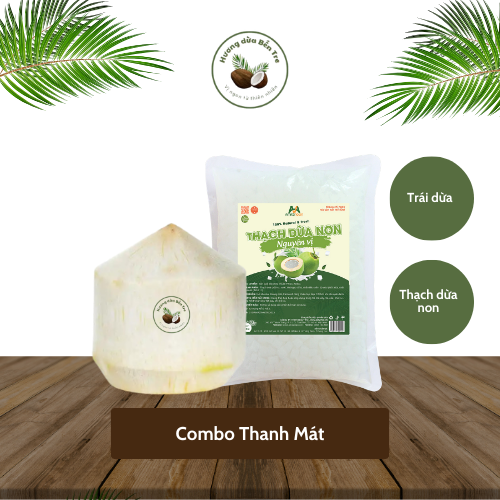 Combo Thanh Mát (2 Trái Dừa Gọt Vỏ + 1 Túi Thạch Dừa Non)
