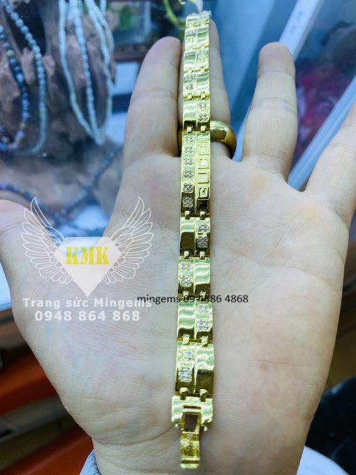 Lắc Tay 7 chỉ vàng 18k -610 Sài Gòn Đính Kim Cương Moissanite