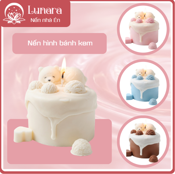 nến thơm hình bánh kem Lunara hương thơm ngọt ngào
