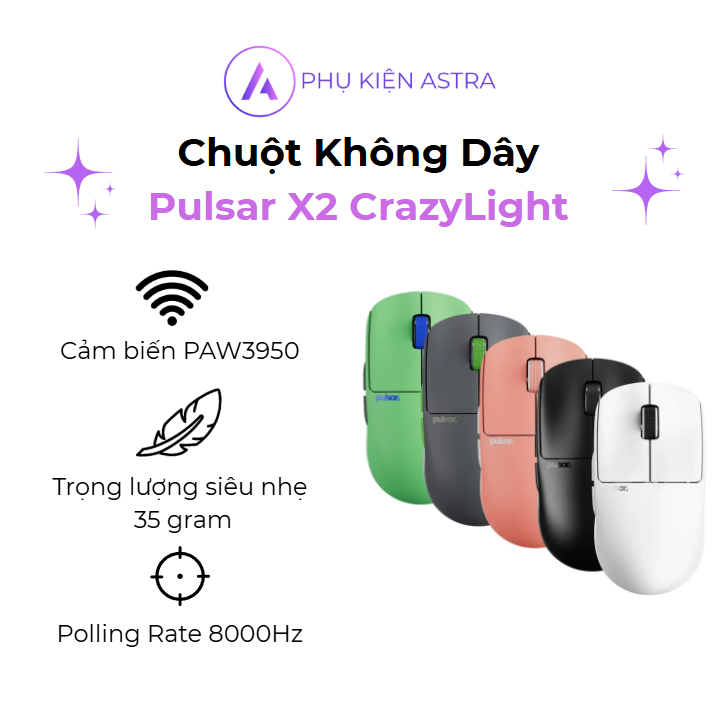 Chuột Không Dây Pulsar X2 CrazyLight