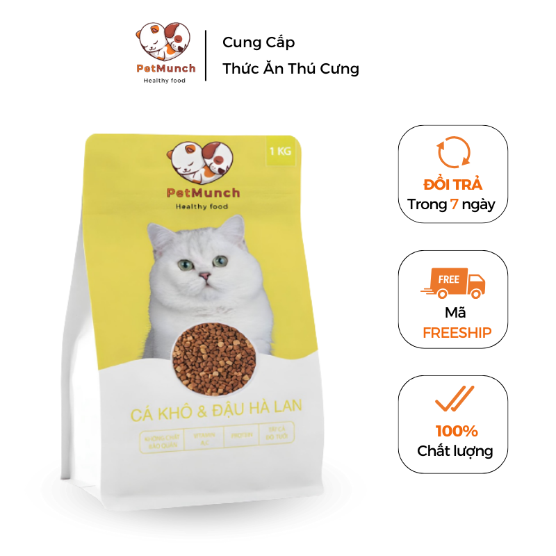Thức ăn cho mèo PetMunch vị Cá khô x Đậu Hà Lan 1kg