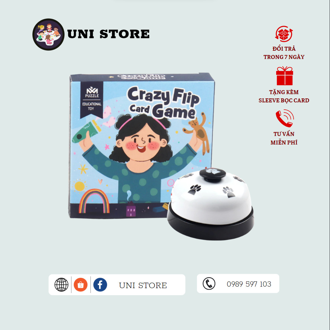 Crazy Flip Card Game - Board Game Trẻ Em - 54 lá bài