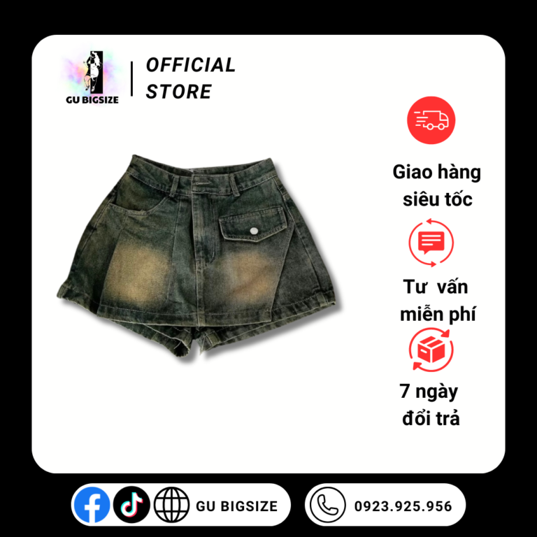 Quần váy jean xếp ly GU bigsize QVJ2040