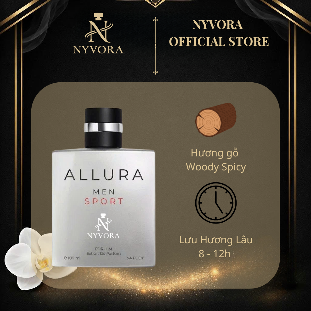 NYVORA Allura Men Sport – Nước Hoa Nam Phong Cách Thể Thao Sang Trọng, Lưu Hương Bền