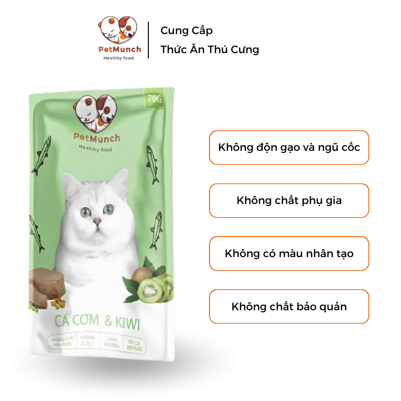 Thức ăn cho mèo PetMunch Pate Trái cây vị Cá cơm x Kiwi 70gr