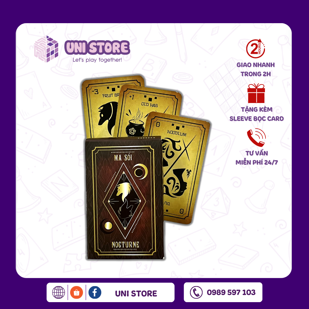 Bộ Bài Ma Sói NOCTURNE (Tặng Bọc Card) | Đồng Nghiệp | 76 Lá