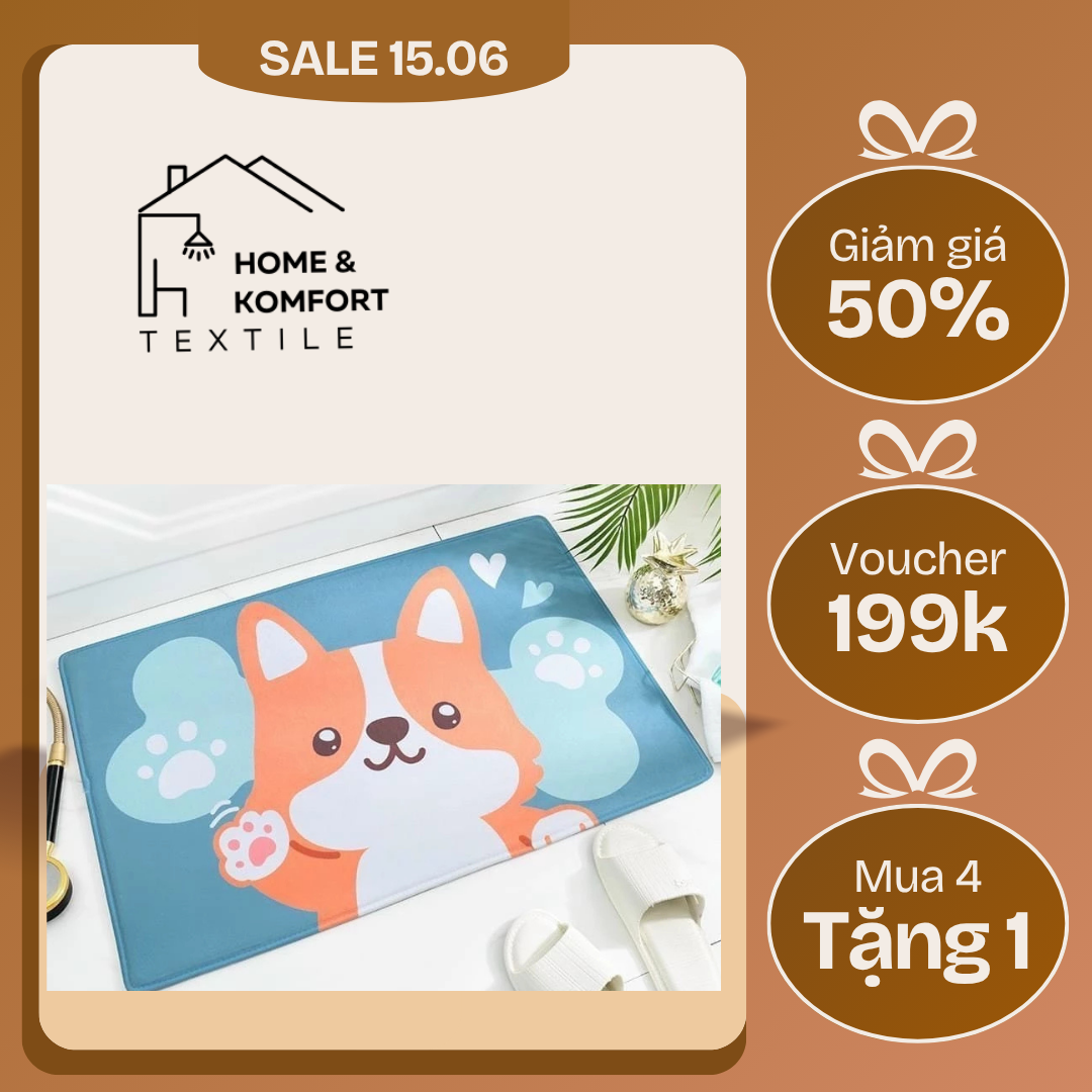 Thảm lau chân chống trượt các hình vui nhộn HKT