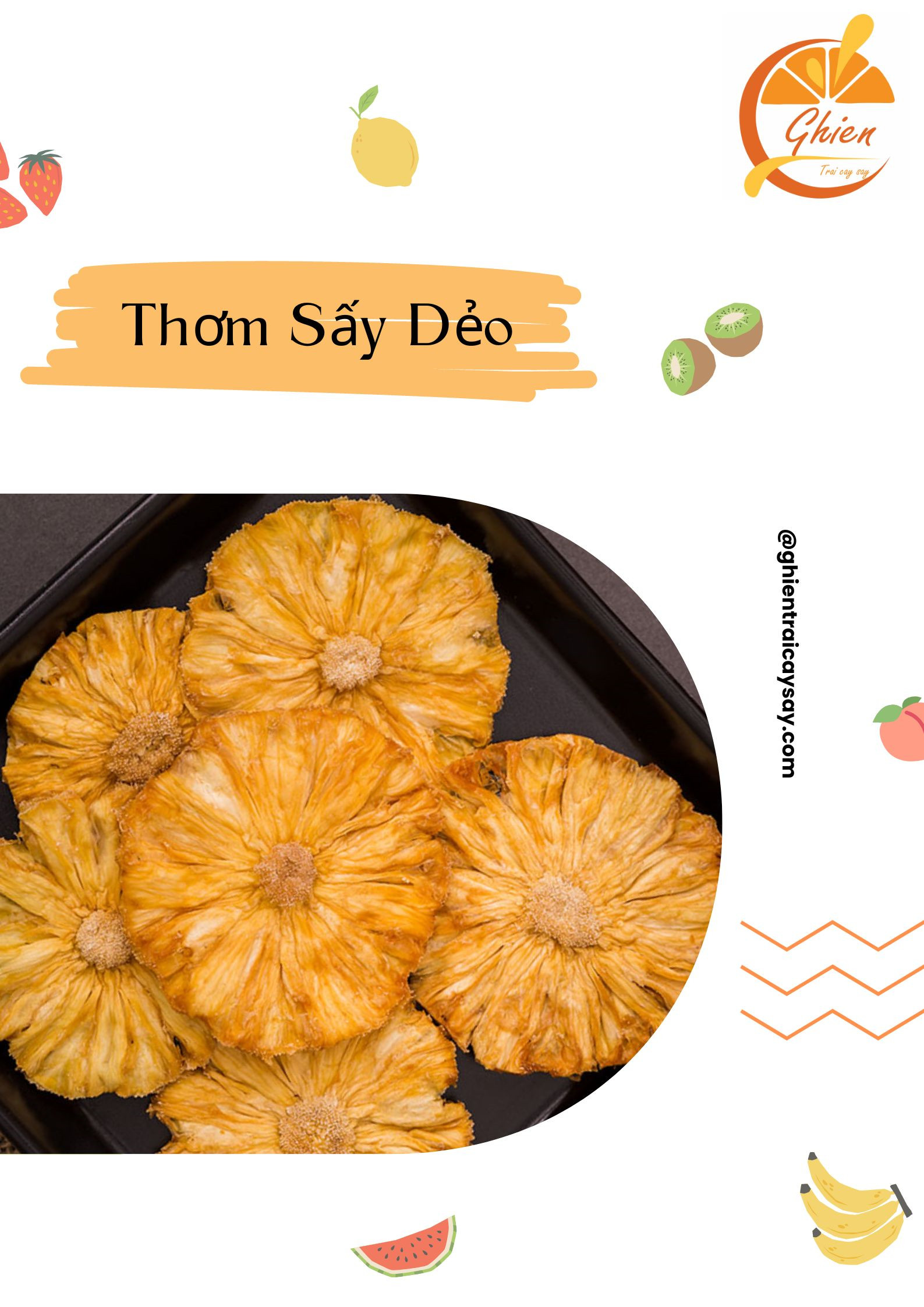 Thơm sấy dẻo, 225g, bịch